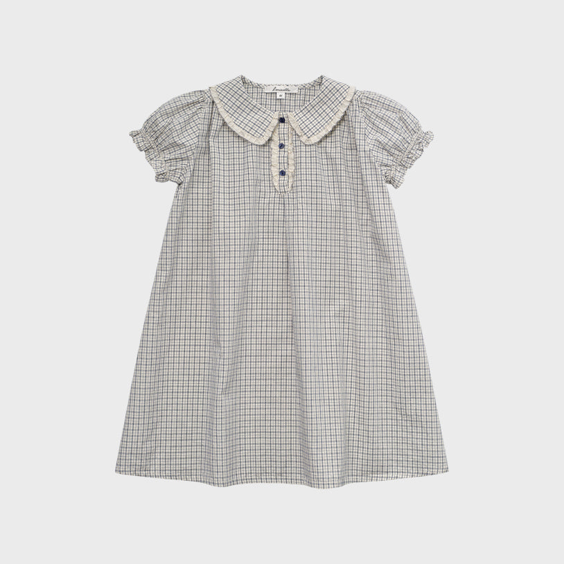 Girls Blue Check Cotton Dress