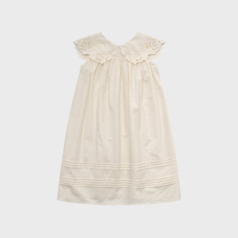 Girls White Embroidered Cotton Dress