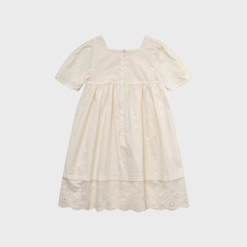 Girls White Embroidered Cotton Dress