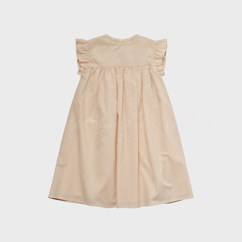 Girls Beige Peach Cotton Dress