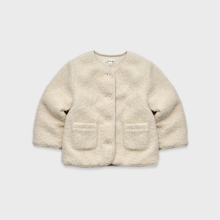 Blouson matelassé en polaire sherpa blanc pour fille