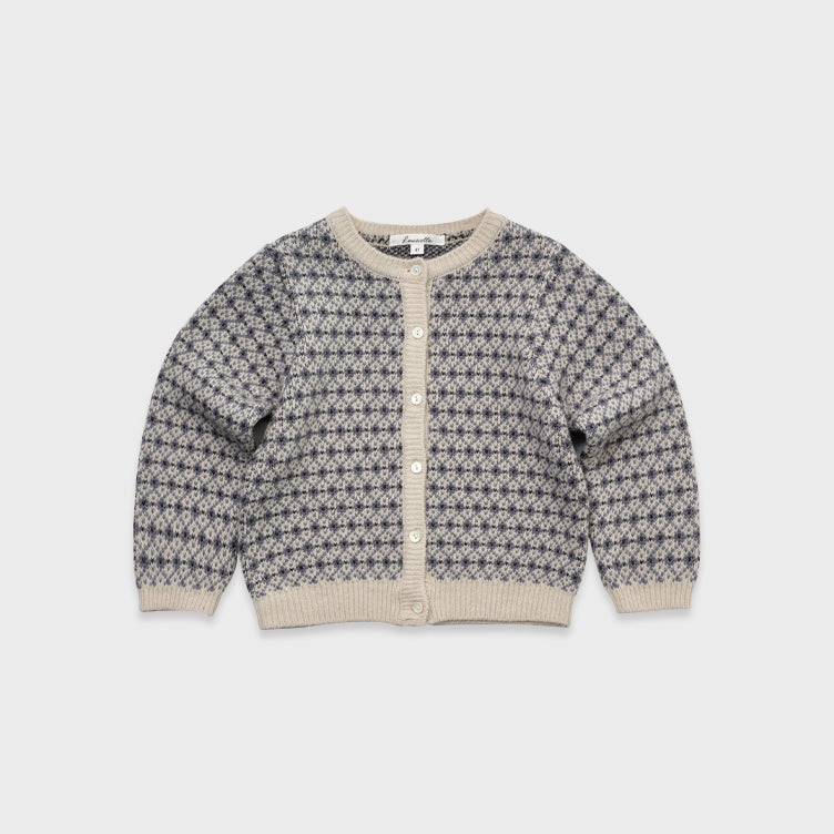 Cardigan en laine jacquard bleu pour filles