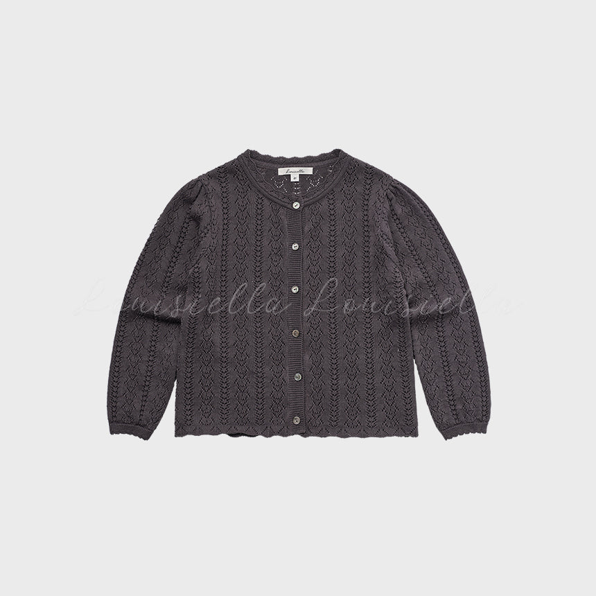 Girls Charcoal Cotton Knit Cardigan