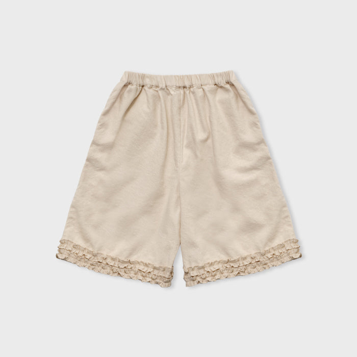 Shorts en coton et dentelle crème pour filles