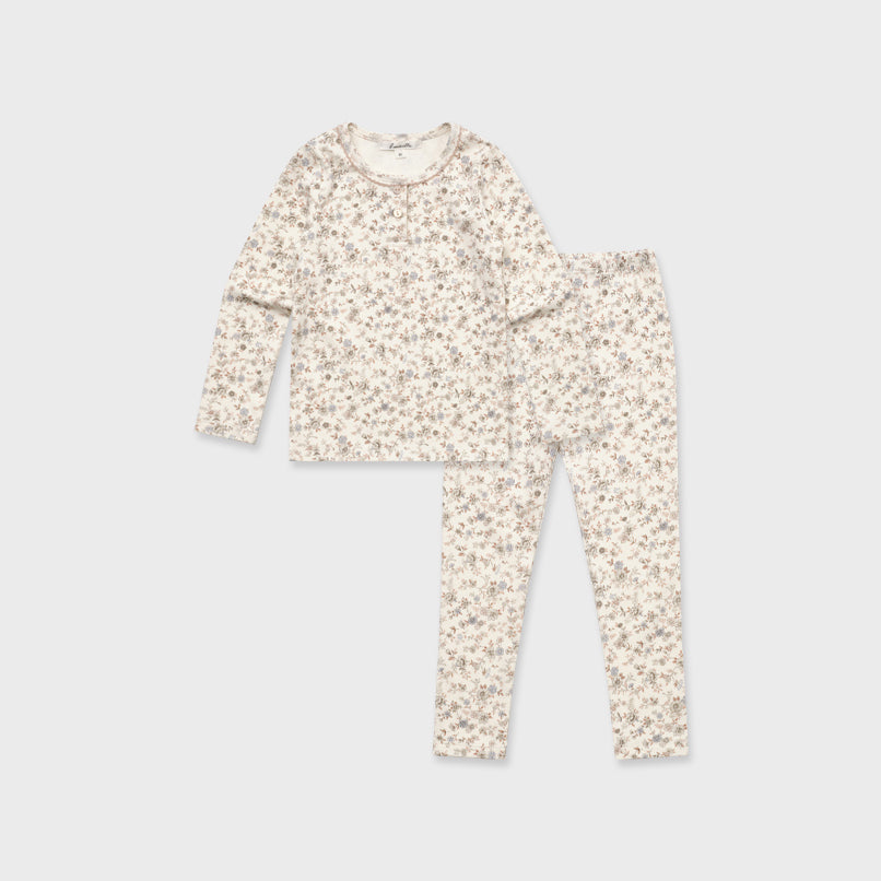 Ensemble en coton fleuri blanc pour fille