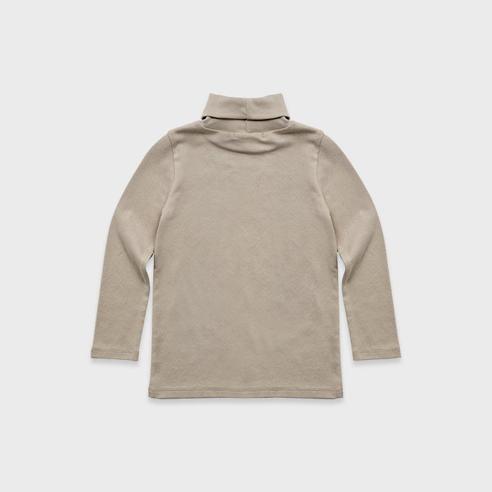Col roulé en coton beige pour fille
