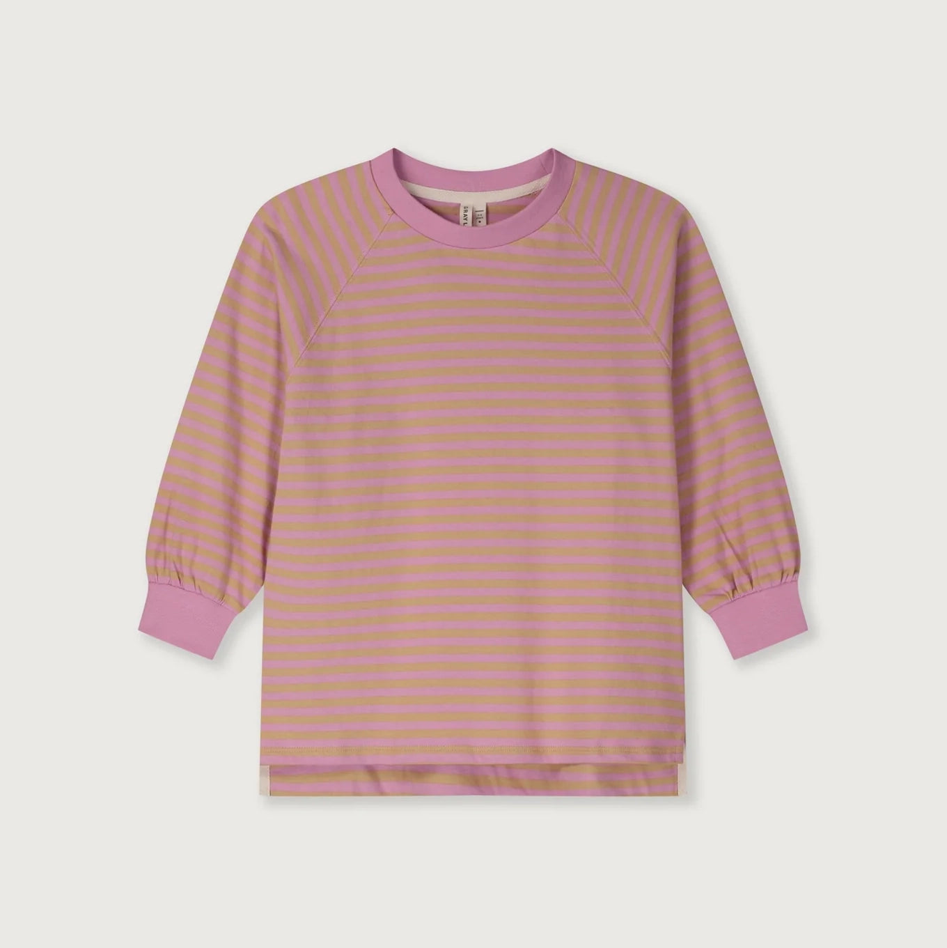 T-shirt à manches longues en coton rayé rose pour garçons et filles