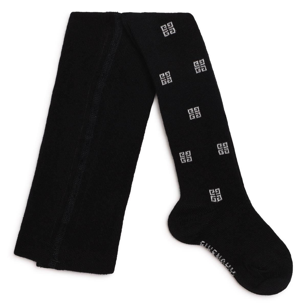 Baby Girls Black Logo Cotton Tights