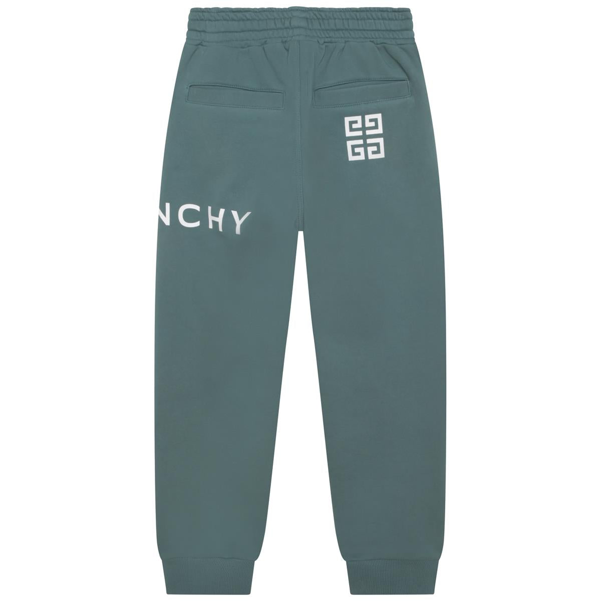 Boys Green Logo Cotton Trousers