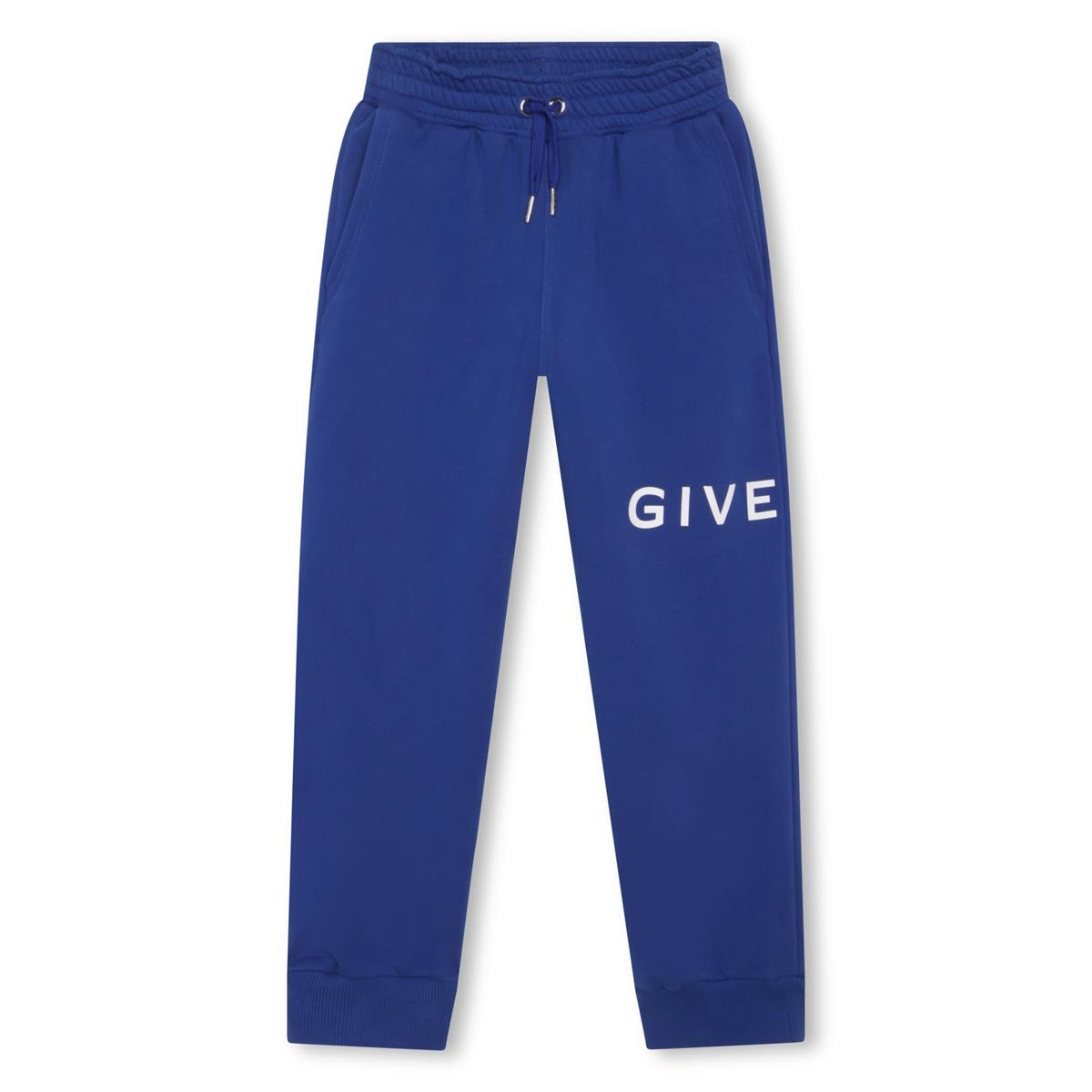 Boys Blue Logo Cotton Trousers