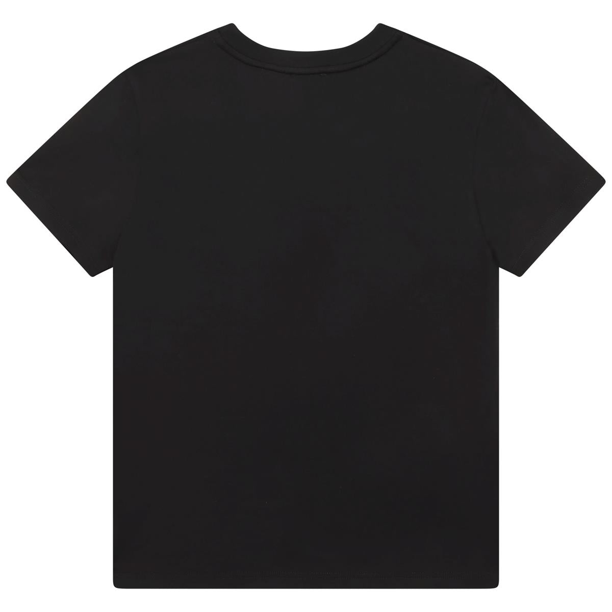 Girls Black Logo Cotton T-Shirt
