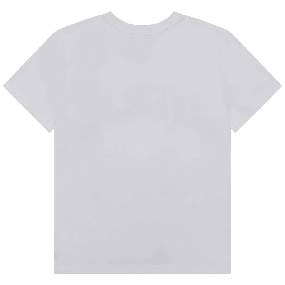 Boys White Logo Cotton T-Shirt