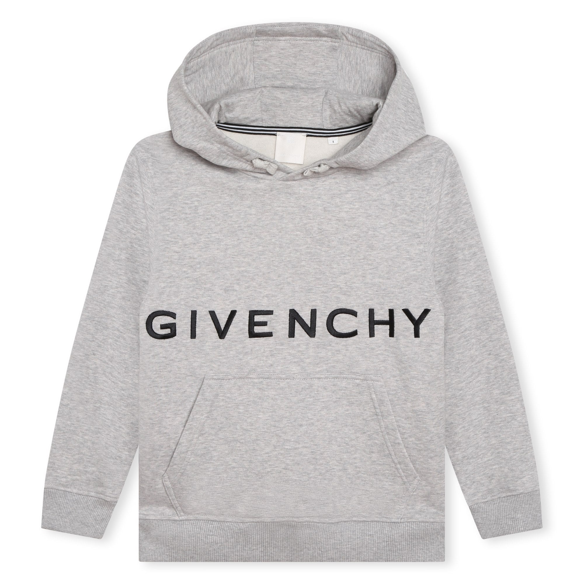 Boys Grey Logo Cotton Hooded Sweatshirt