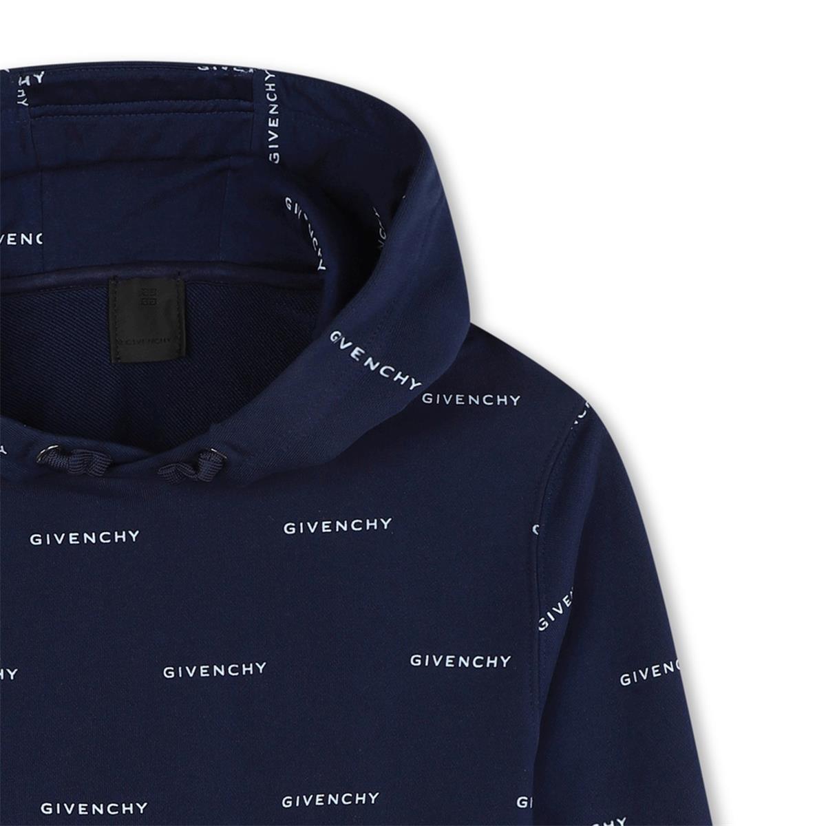 Boys Dark Blue Hooded Cotton Sweatshirt