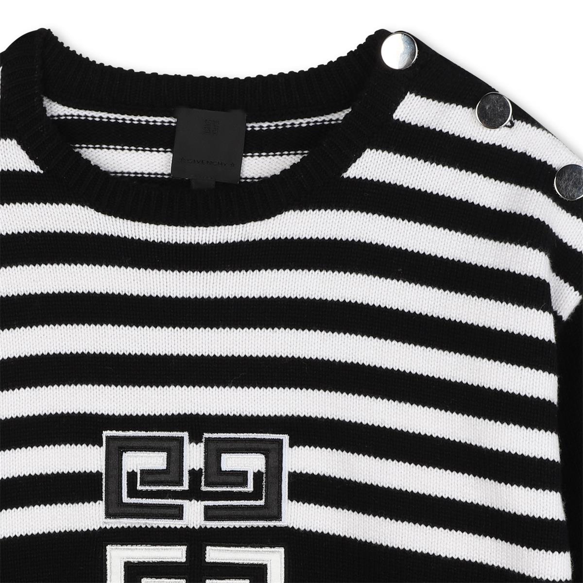 Girls Black Stripes Cotton Sweater