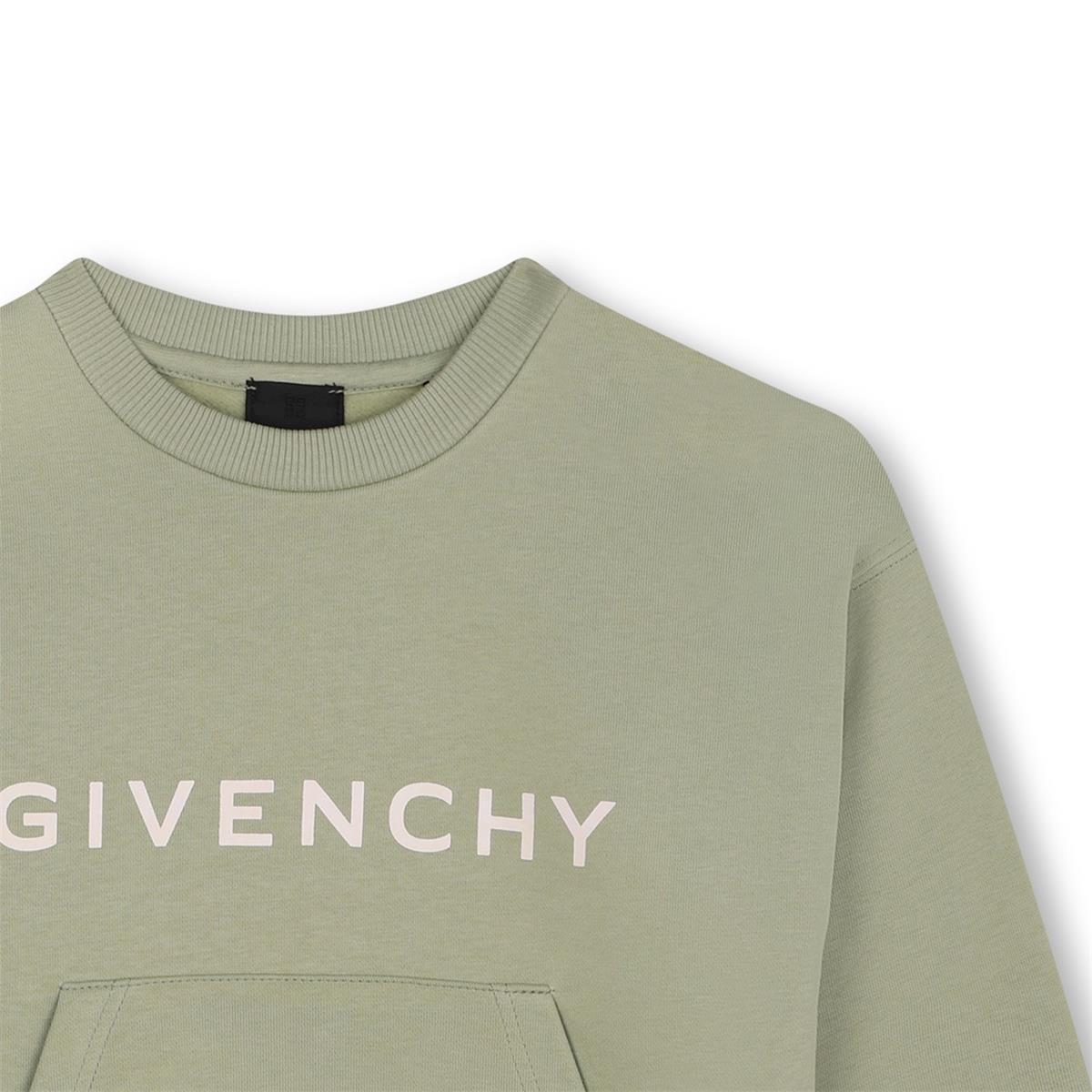 Girls Green Logo Cotton Sweatshirt