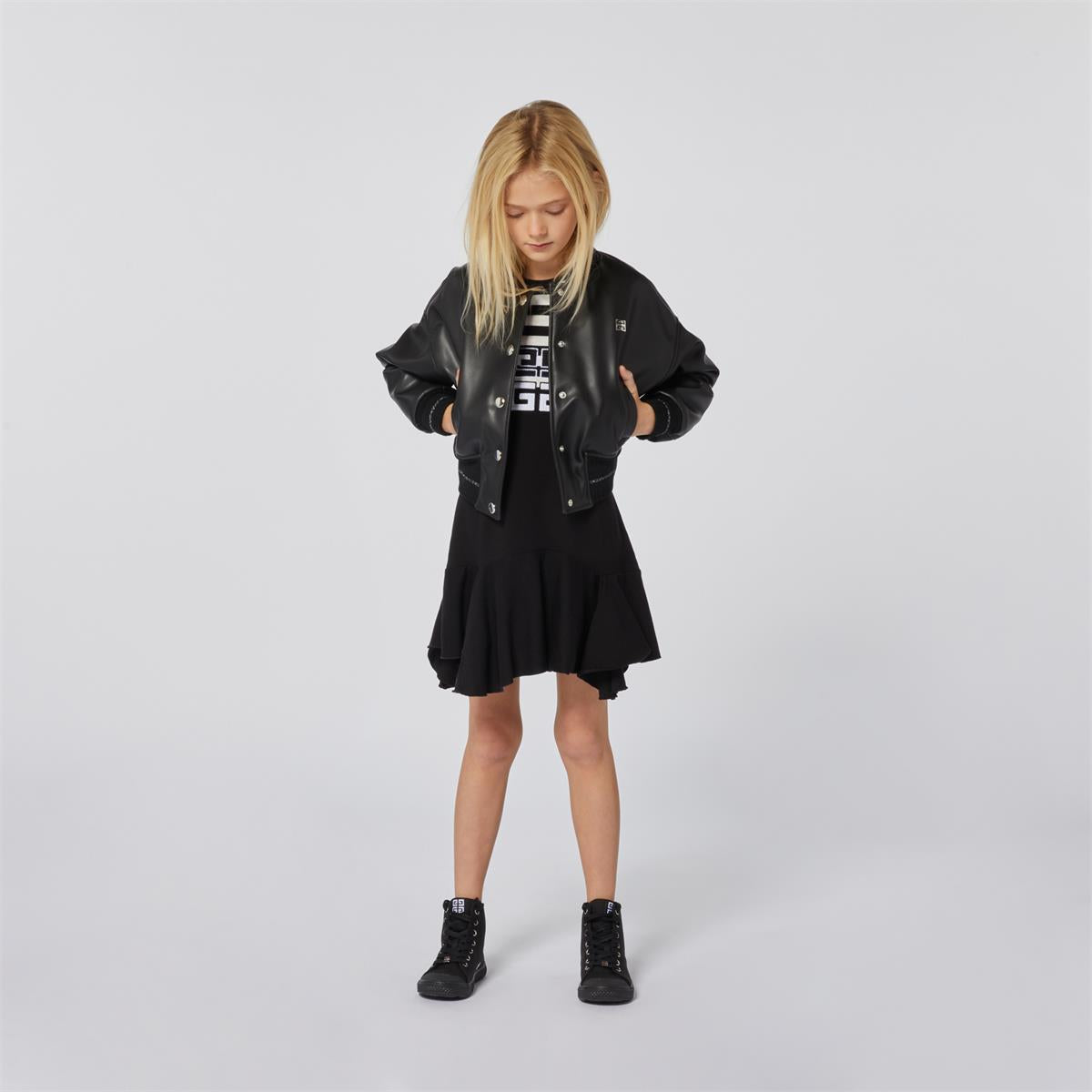 Girls Black Cotton Dress