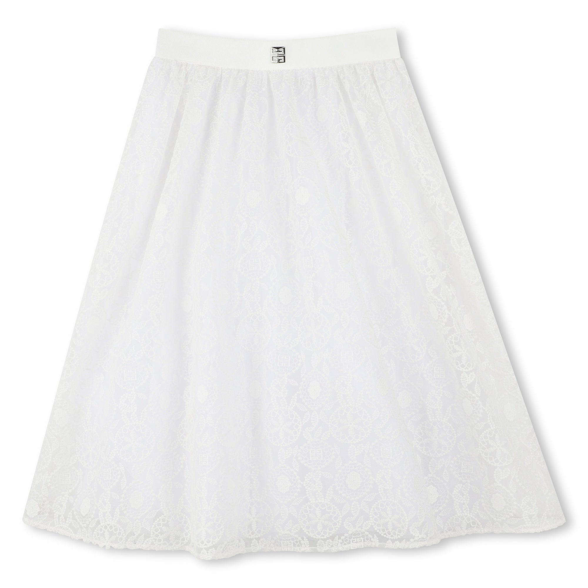 Girls White Embroidery Logo Skirt