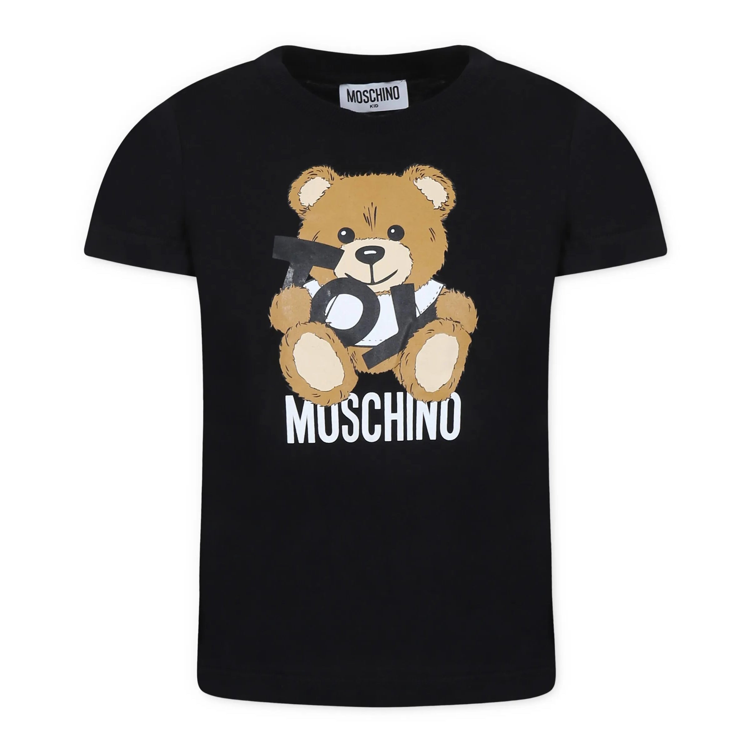 Boys & Girls Black Printed Cotton T-Shirt