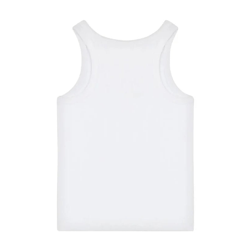 Girls White Embroidered Logo Cotton Vest