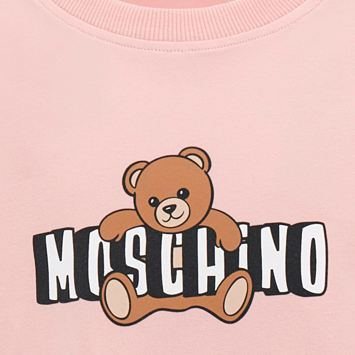 Girls Light Pink Bear Printed Cotton T-Shirt