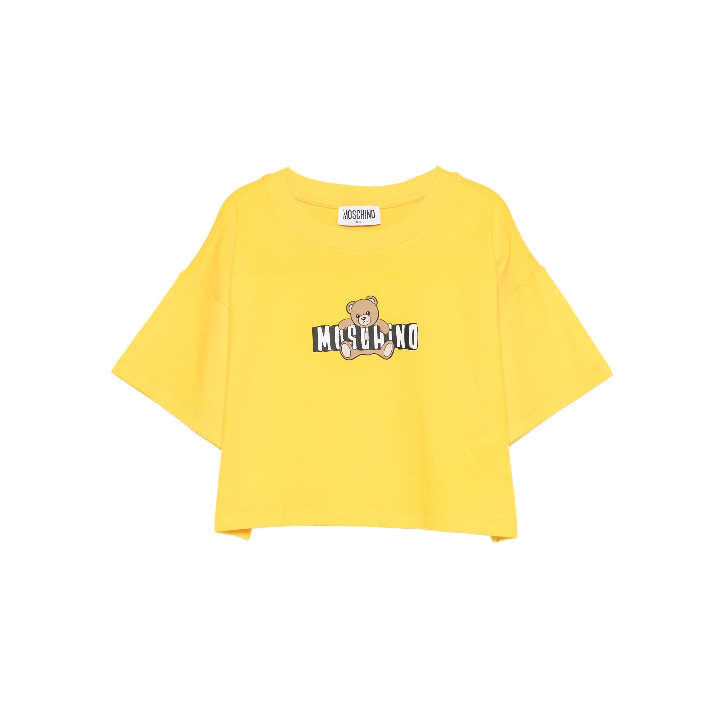 Girls Yellow Bear Printed Cotton T-Shirt