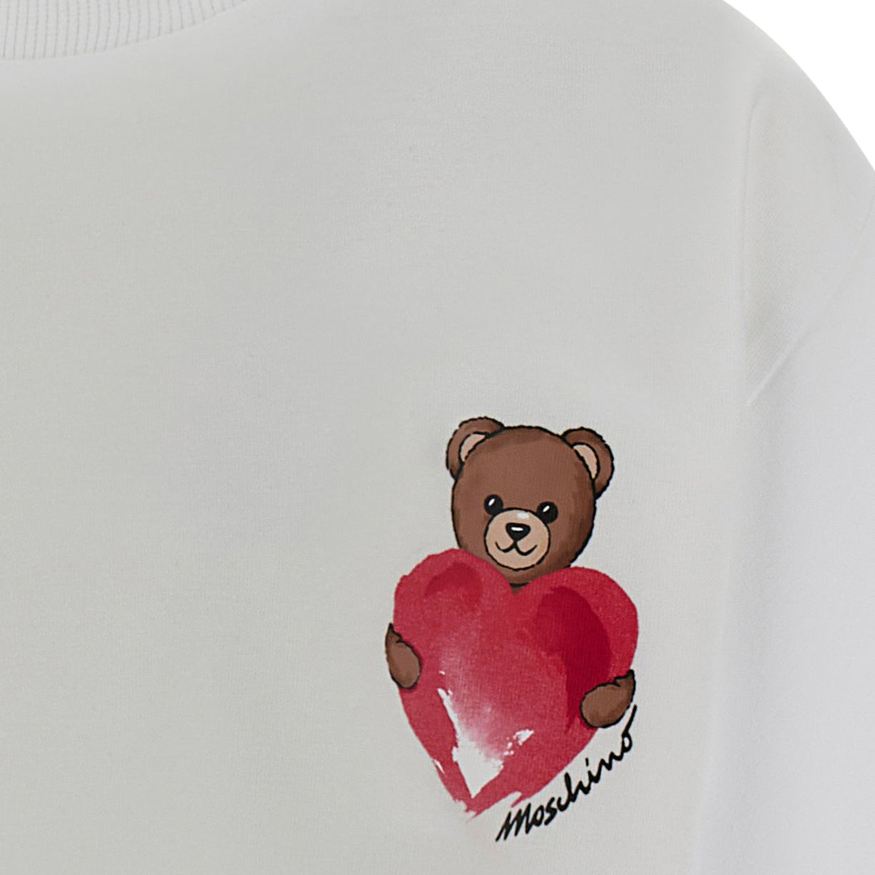 Girls White Heart Printed Cotton T-Shirt