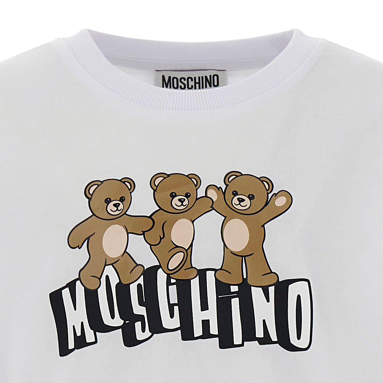 Girls White Bear Printed Cotton T-Shirt