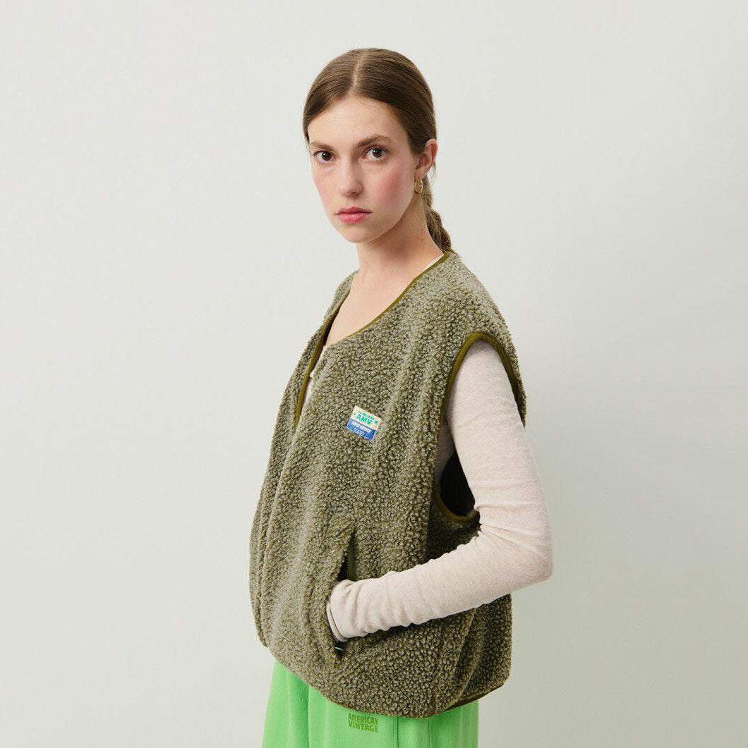 Women Green Sherpa Gilet