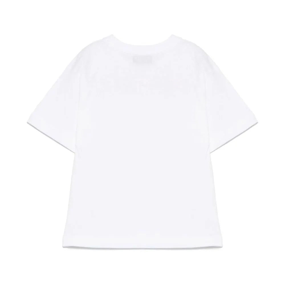 Boys & Girls White Printed Logo Cotton T-Shirt