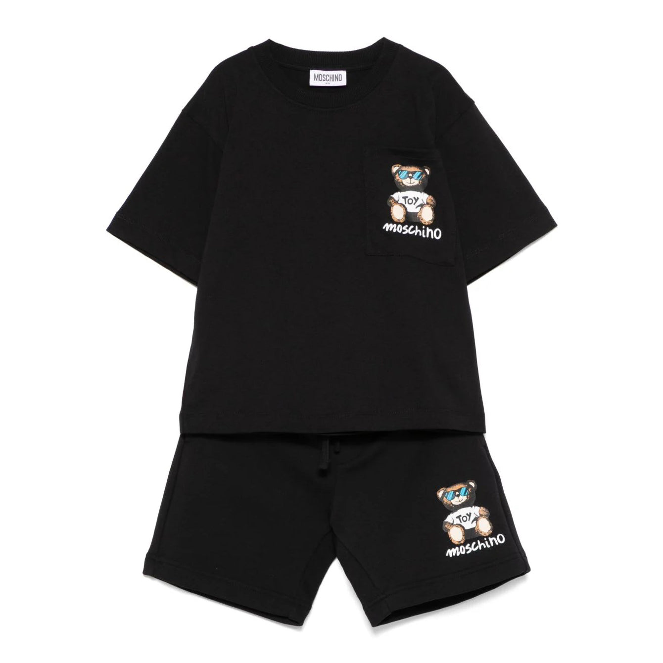 Boys Black Printed Logo Cotton Set