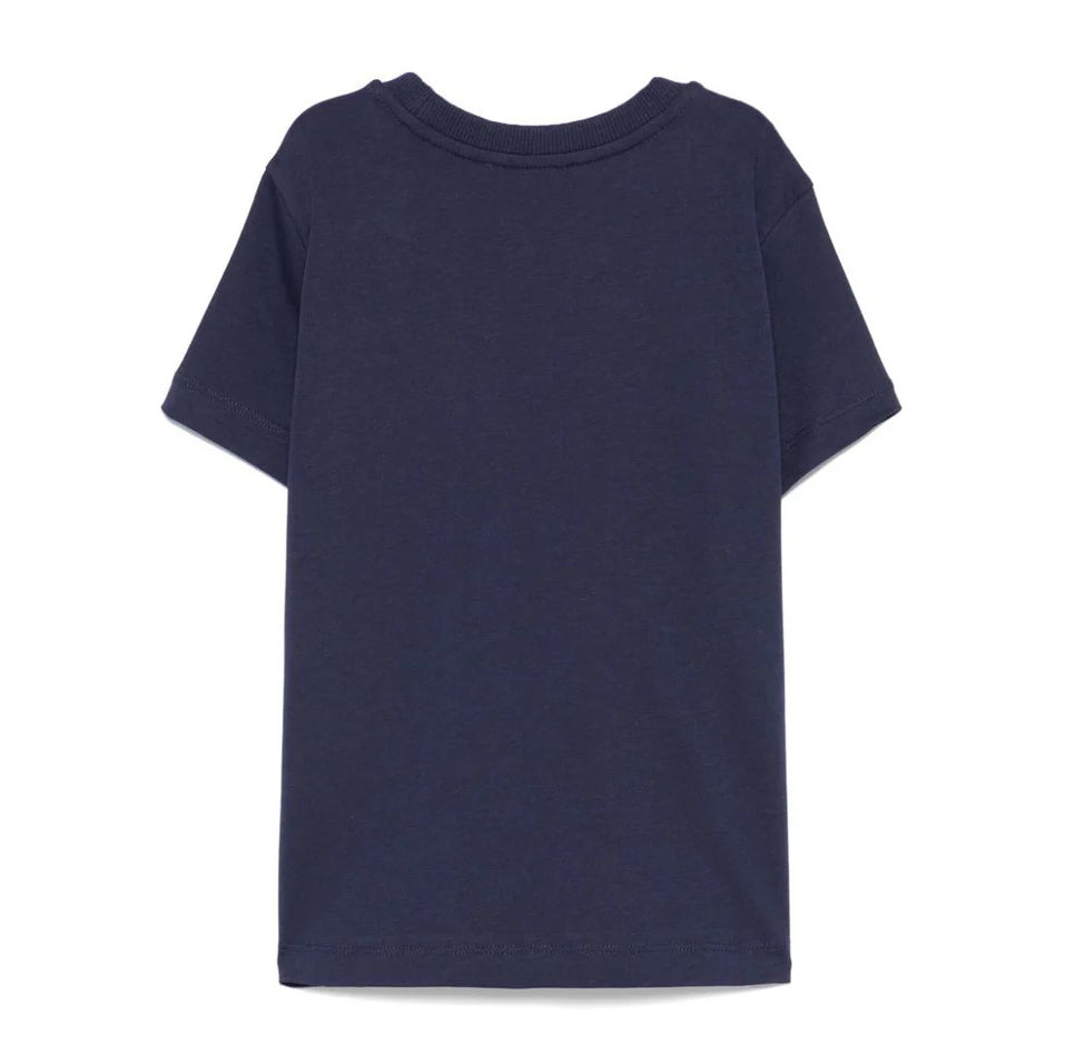 Boys & Girls Navy Blue Printed Logo Cotton T-Shirt