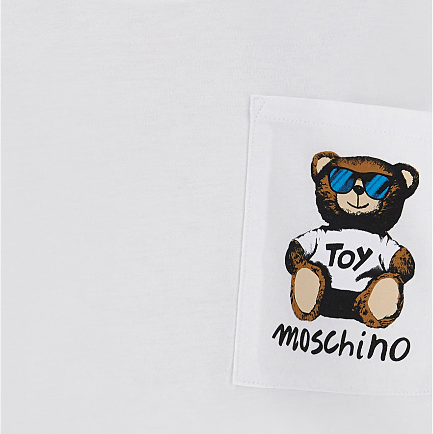 Boys & Girls White Printed Logo Cotton T-Shirt