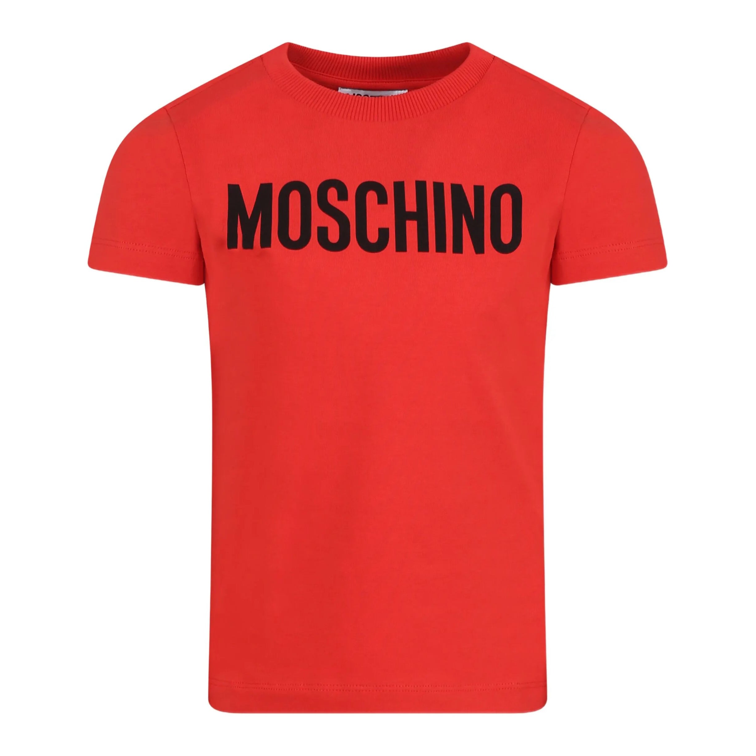 Boys & Girls Red Printed Logo Cotton T-Shirt