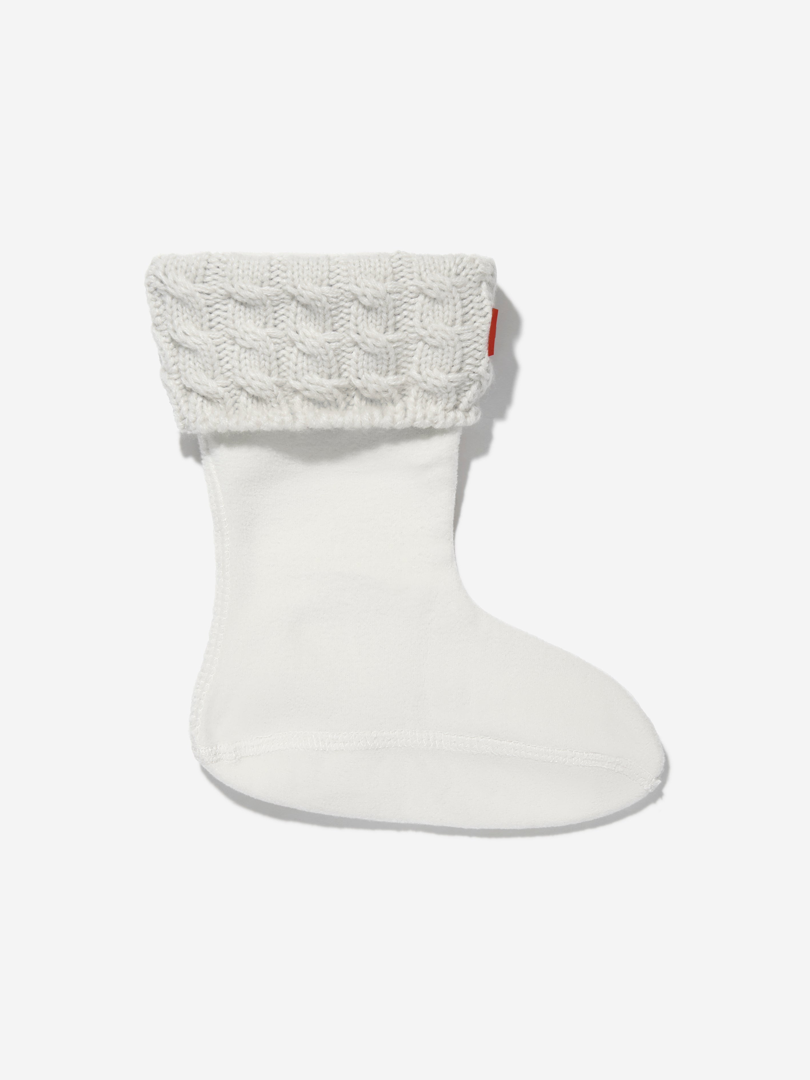 Kids Recycled 6 Stitch Cable Boot Socks in White