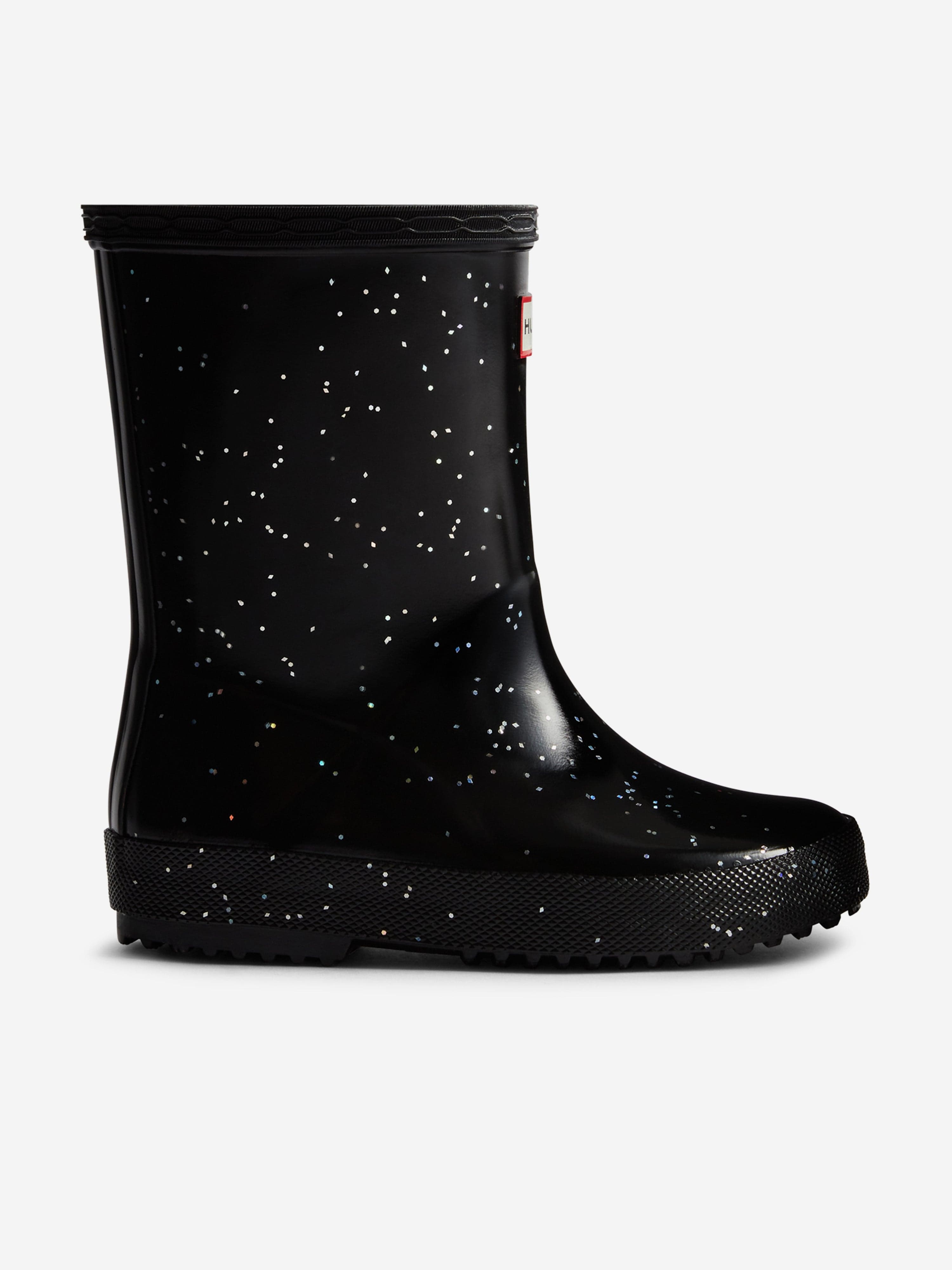 Girls First Giant Glitter Wellington Boots in Black