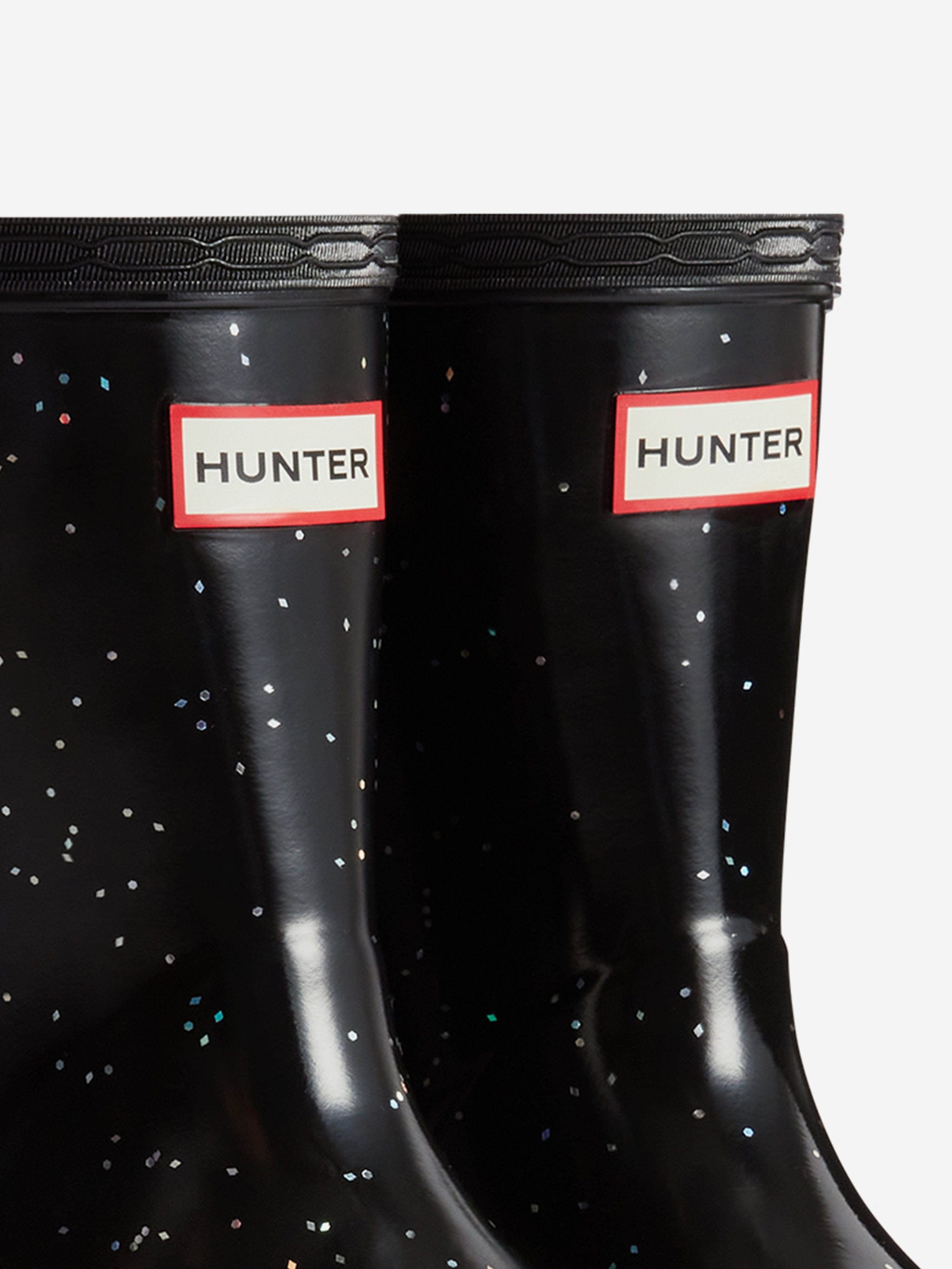 Girls First Giant Glitter Wellington Boots in Black
