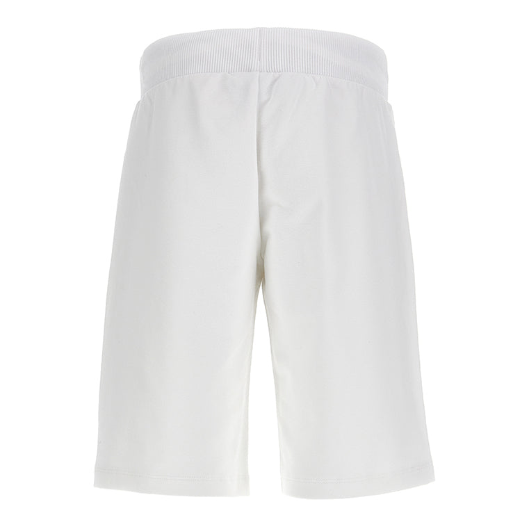 Boys White Printed Logo Cotton Shorts