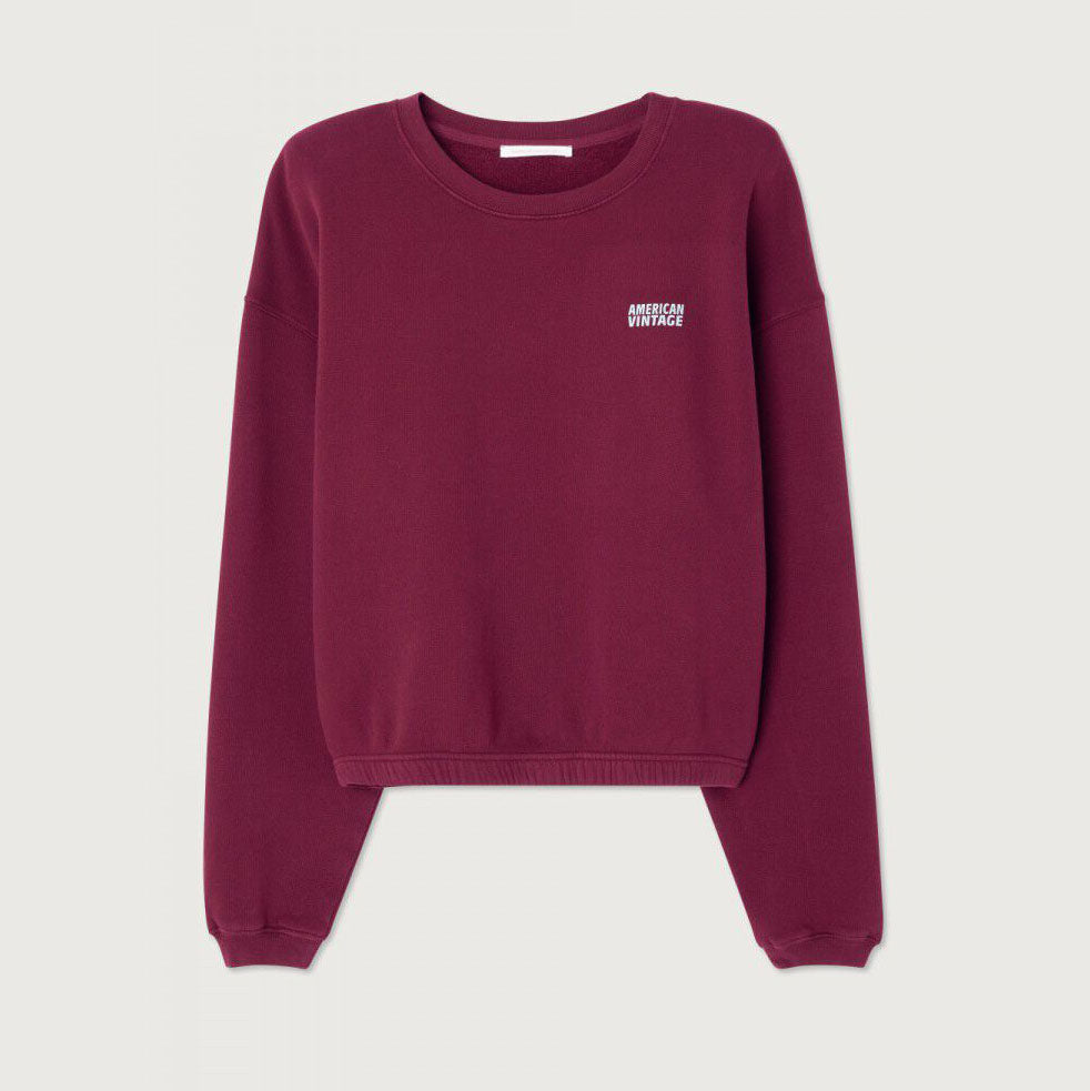 Women Wine Red Cotton Sweatshirt
