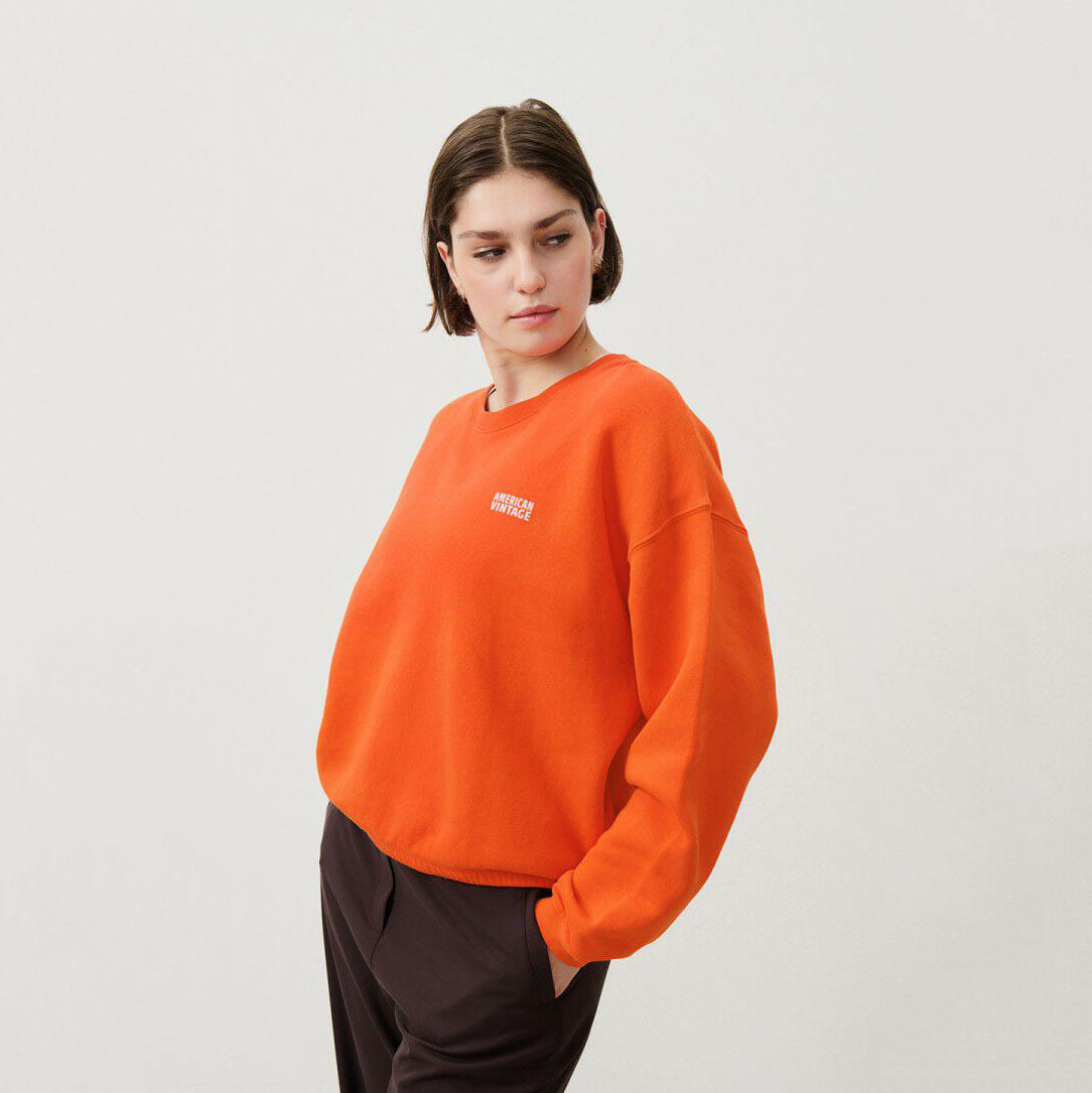 Women Orange Cotton Sweatshirt
