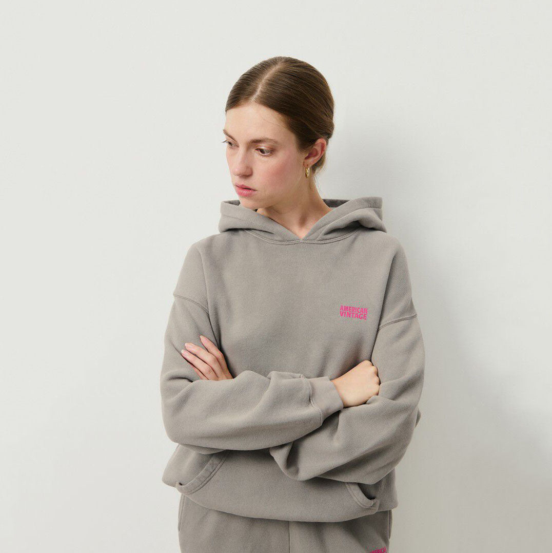 Women Grey Hooded Cotton Sweatshirt