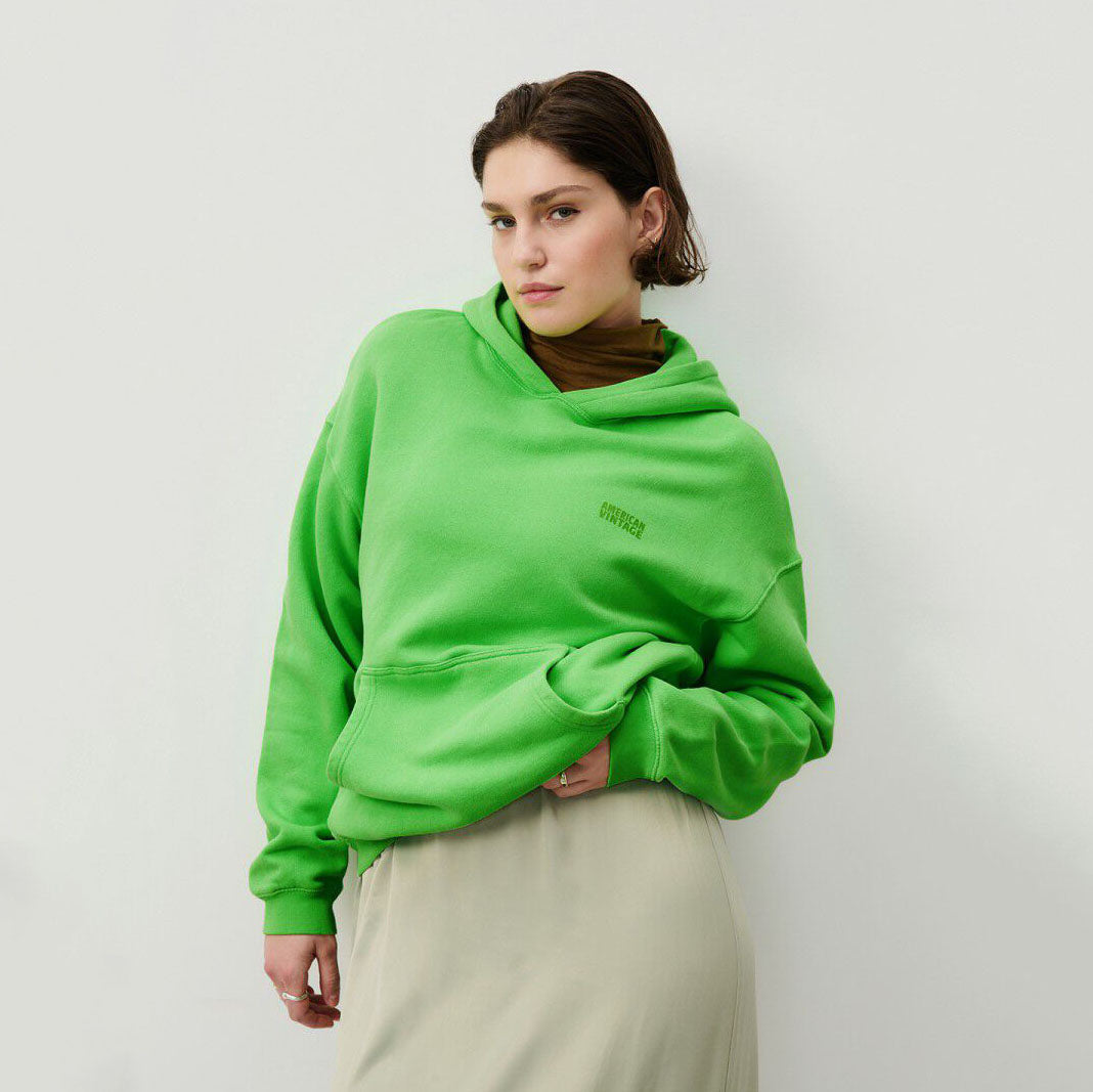 Women Green Hooded Cotton Sweatshirt