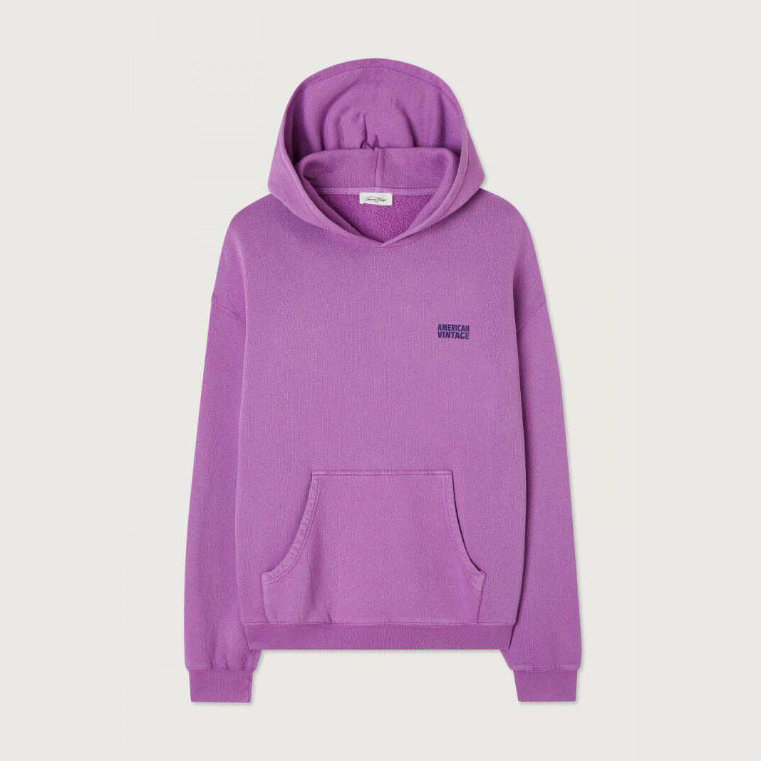 Women Purple Hooded Cotton Sweatshirt