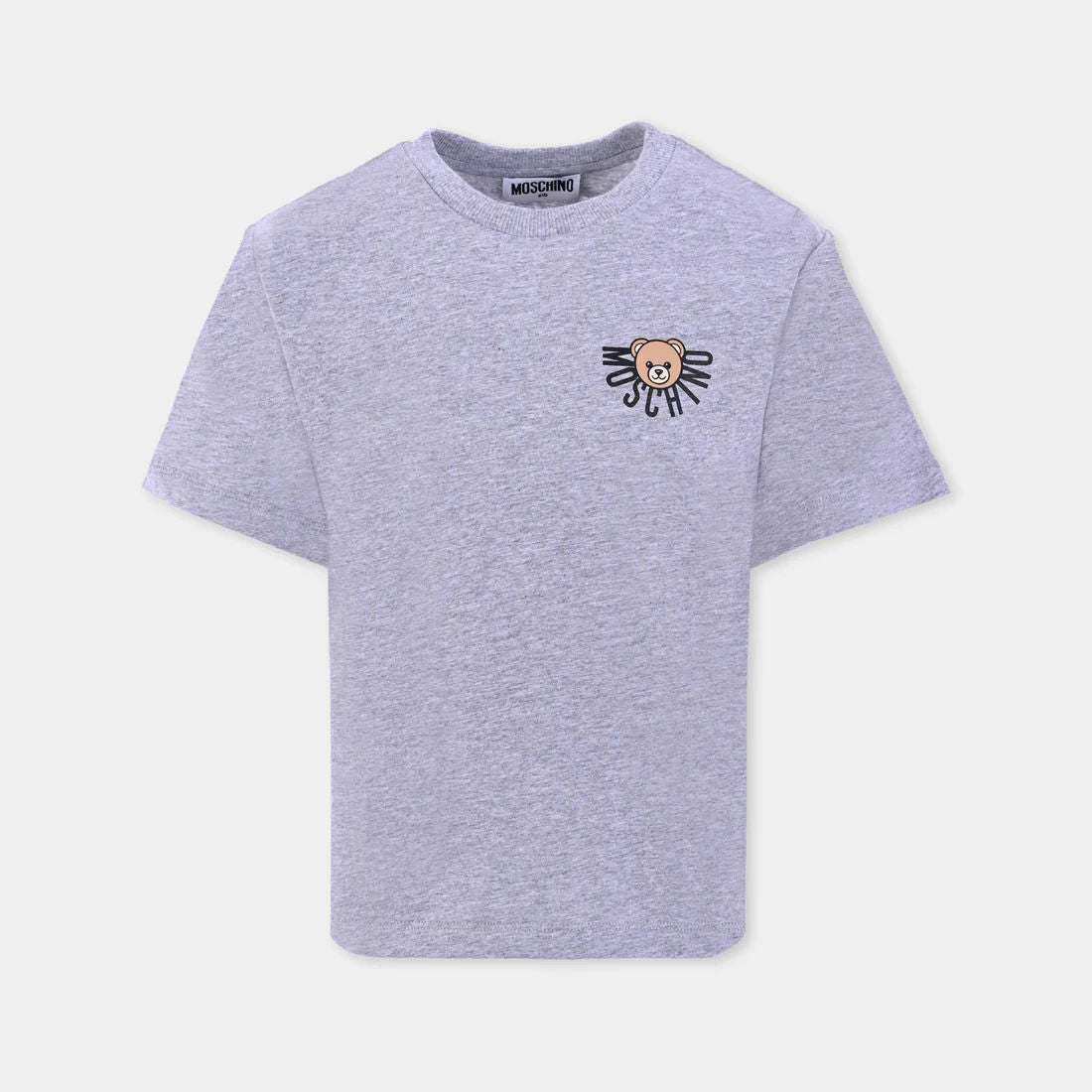 Boys & Girls Grey Printed Cotton T-Shirt