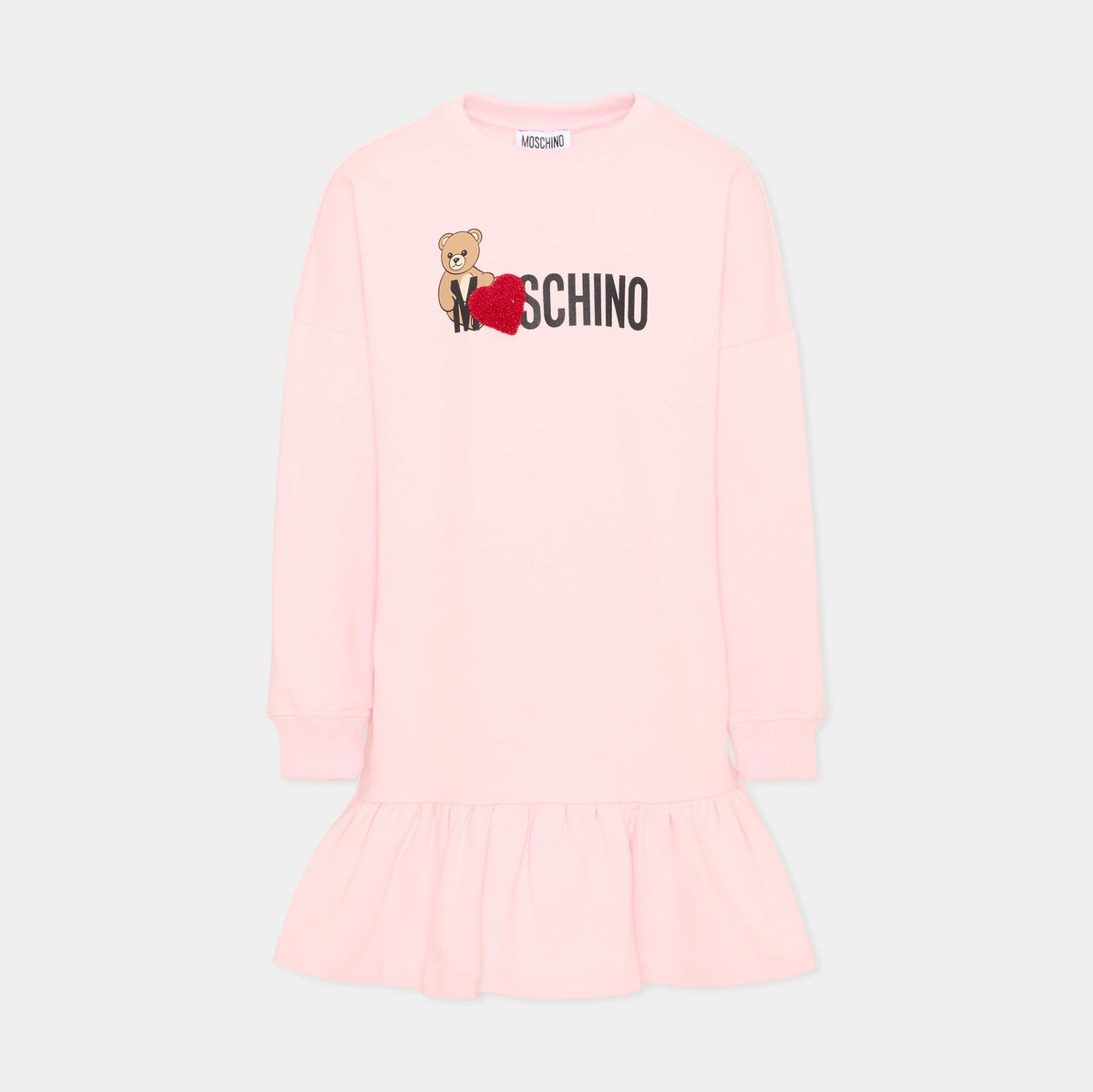 Girls Light Pink Bear Logo Cotton Dress