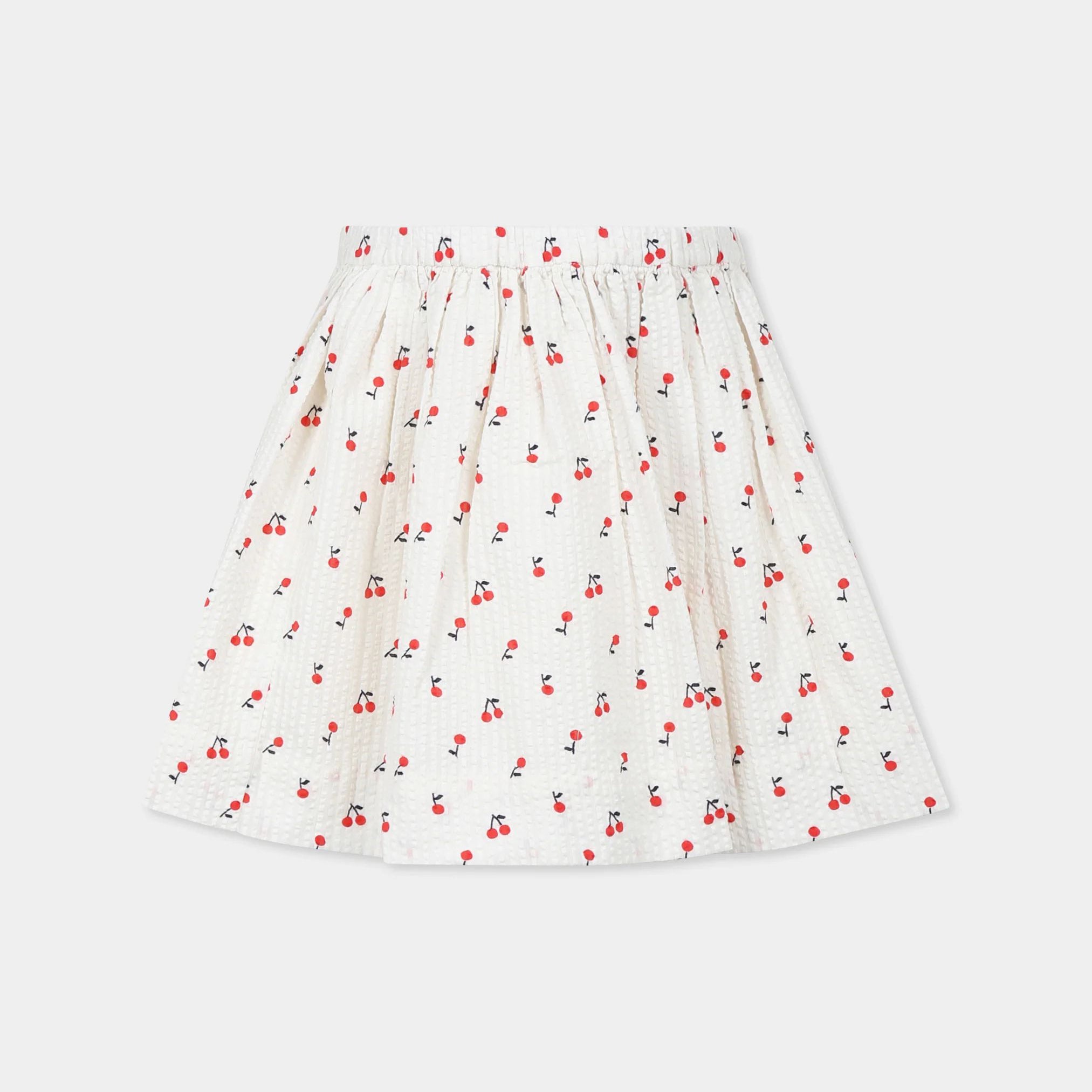 Girls White Cherry Cotton Skirt