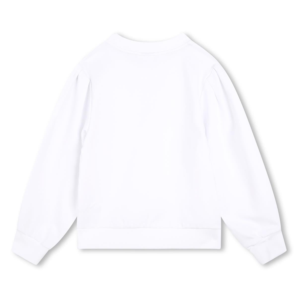 Girls White Logo Cotton Sweatshirt