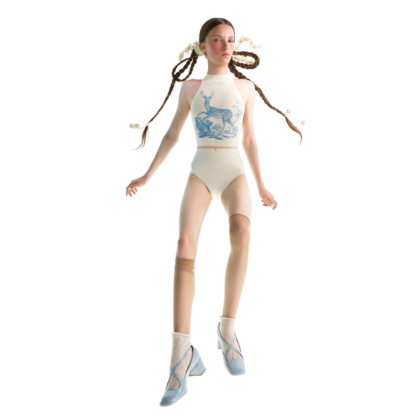 Girls White'JUNIOR ALPINE FAUNA'Choker Ballet Onesies(J201LE20VL/daino)