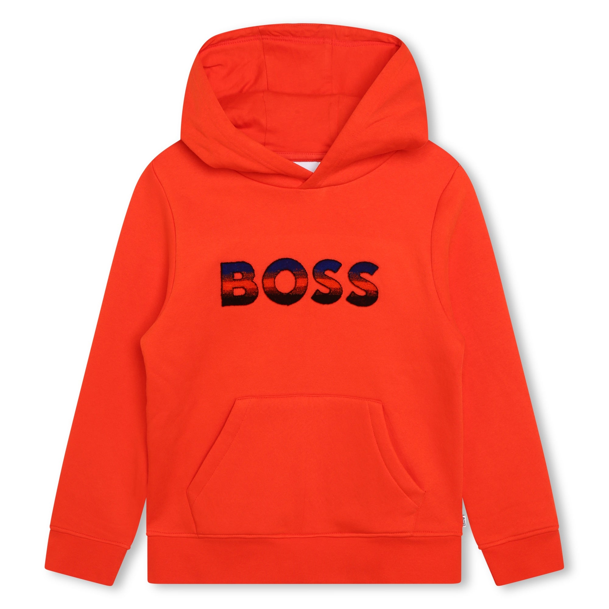 Boys Orange Logo Cotton Hooded Sweatshirt