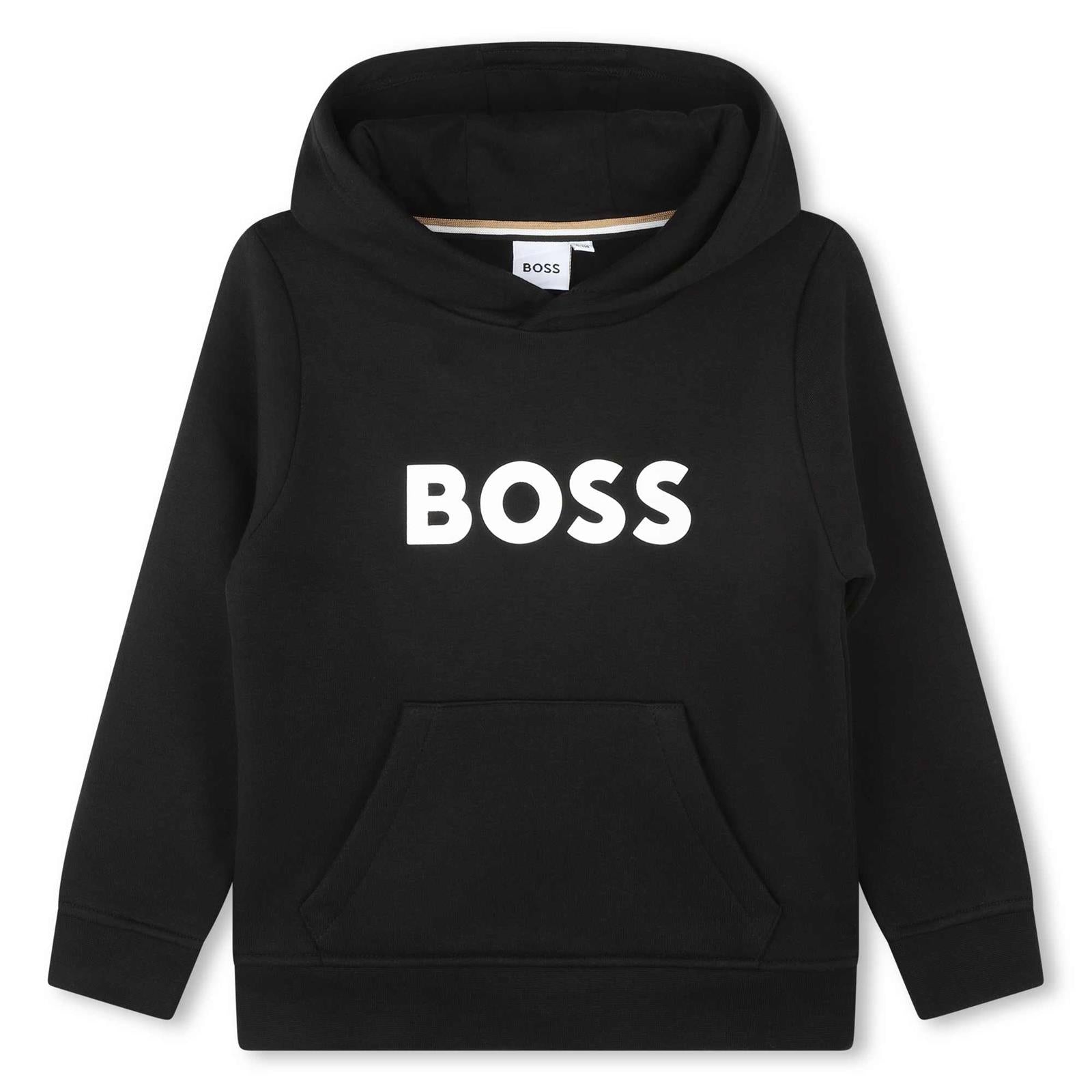 Boys Black Logo Hooded Sweatshirt